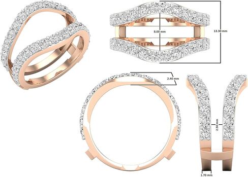 مجموعة Dazzlingrock 1.75 قيراط (ctw) خاتم مزدوج من الألماس المستدير للسيدات لحفلات الزفاف، متوفر بالذهب 10K/14K/18K والفضة الاسترليني 925 in Saudi Arabia