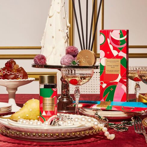 Glasshouse Fragrance Night Before Christmas & Midnight in Milan Scent Scene Duo, Refillable Liquidless Diffuser + 10 Stems, Perfume Scented Home Décor, Dancing Sugar Plums & Saffron & Rose Scent. in Saudi Arabia
