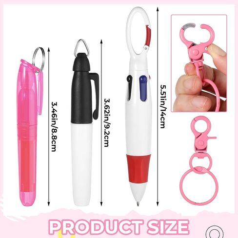 Sibba Mini Highlighter Nurse Pen Pack Set 2 Pcs Highlighter Permanent Marker Pen Keychain Clip Writing Correction Supplies Retractable Ball Pen Multicolor Work Pens for Hand Ledger Note Office in Saudi Arabia