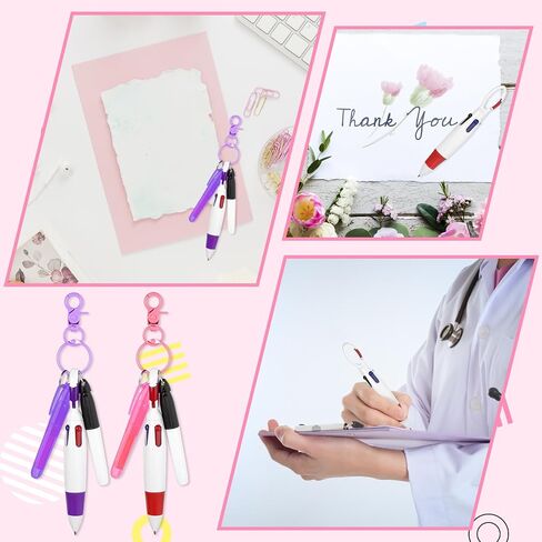 Sibba Mini Highlighter Nurse Pen Pack Set 2 Pcs Highlighter Permanent Marker Pen Keychain Clip Writing Correction Supplies Retractable Ball Pen Multicolor Work Pens for Hand Ledger Note Office in Saudi Arabia