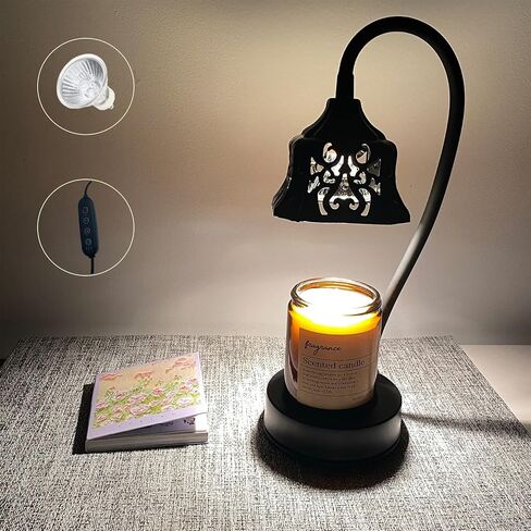 Candle Warmer Lamp,Dimmable Scented Candle Lamp with 2H/4H/8H Timer,Bendable Rod & Heat Lamp,Safety Night Light,1 Bulb Included in Saudi Arabia