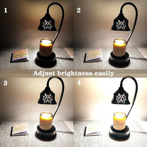 Candle Warmer Lamp,Dimmable Scented Candle Lamp with 2H/4H/8H Timer,Bendable Rod & Heat Lamp,Safety Night Light,1 Bulb Included in Saudi Arabia