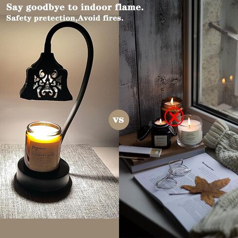 Candle Warmer Lamp,Dimmable Scented Candle Lamp with 2H/4H/8H Timer,Bendable Rod & Heat Lamp,Safety Night Light,1 Bulb Included in Saudi Arabia