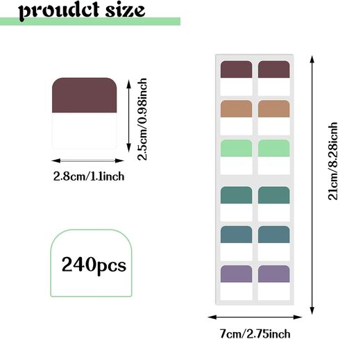Jeffdad 240 Pcs Sticky Index Tabs, Sticky Tabs for Notebooks, Self-Adhesive Writable Index Labels, Page Markers Labels for Reading Notes(Classic Color) in Saudi Arabia