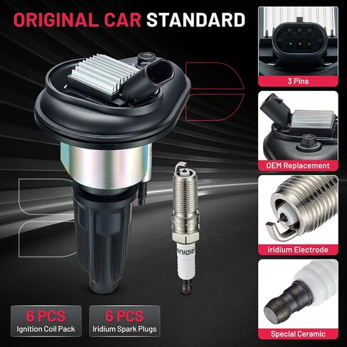 BDFHYK حزمة ملف الإشعال UF303 وسدادات إشعال إيريديوم 5019 متوافقة مع Isuzu i-370 i-350 Chevy Colorado GMC Canyon Hummer H3 3.5L 3.7L L5 C1395 IC414 5C1392 12568062 E255 GN10114، مجموعة من 5 in Saudi Arabia