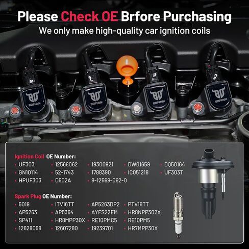 BDFHYK حزمة ملف الإشعال UF303 وسدادات إشعال إيريديوم 5019 متوافقة مع Isuzu i-370 i-350 Chevy Colorado GMC Canyon Hummer H3 3.5L 3.7L L5 C1395 IC414 5C1392 12568062 E255 GN10114، مجموعة من 5 in Saudi Arabia