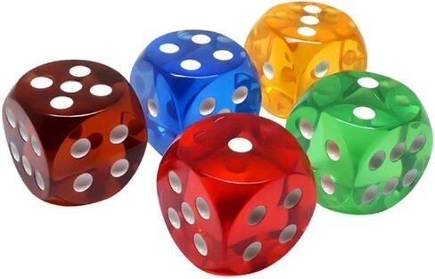 5pcs Multicolour Waterproof Crystal Dices 25mm Colored Transparent Dice 6 Sided Round Corner Crystal Dices Board Game Dices for Classroom Teaching Crystal Dice and Accessories in Saudi Arabia
