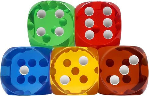 5pcs Multicolour Waterproof Crystal Dices 25mm Colored Transparent Dice 6 Sided Round Corner Crystal Dices Board Game Dices for Classroom Teaching Crystal Dice and Accessories in Saudi Arabia