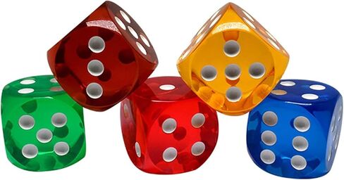 5pcs Multicolour Waterproof Crystal Dices 25mm Colored Transparent Dice 6 Sided Round Corner Crystal Dices Board Game Dices for Classroom Teaching Crystal Dice and Accessories in Saudi Arabia