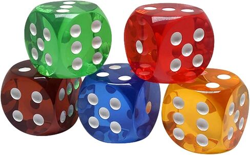 5pcs Multicolour Waterproof Crystal Dices 25mm Colored Transparent Dice 6 Sided Round Corner Crystal Dices Board Game Dices for Classroom Teaching Crystal Dice and Accessories in Saudi Arabia