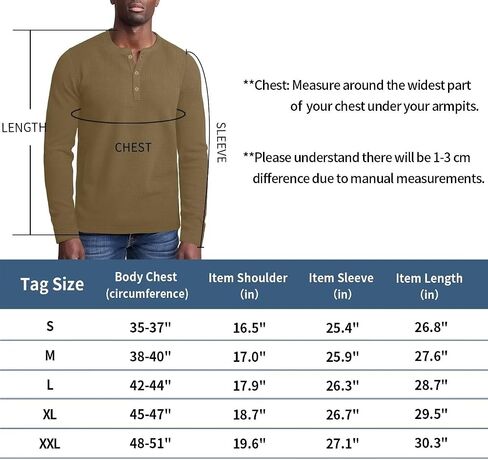 Zengjo Mens Long Sleeve Henley Shirts Casual 3-Button Cotton-Poly Blend T-Shirts in Kuwait
