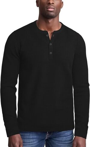 Zengjo Mens Long Sleeve Henley Shirts Casual 3-Button Cotton-Poly Blend T-Shirts in Kuwait