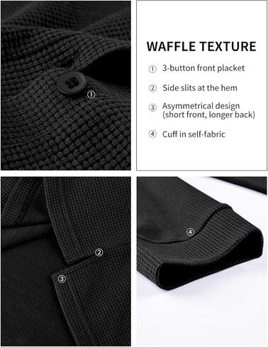 Zengjo Mens Long Sleeve Henley Shirts Casual 3-Button Cotton-Poly Blend T-Shirts in Kuwait