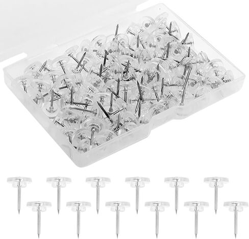 100 Pcs Flat Round Head Push Pins Wall Hanging Thumb Tacks Cork Board Thumbtacks Steel Point Pushpins Map Photo Poster Tacks Office Home Supplies Black in Saudi Arabia