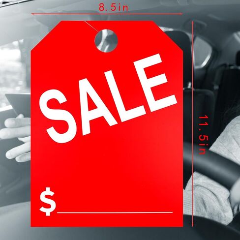50 Packs Car Sale Tags Mirror Hang Tags,Car Dealership for Sale,8.5 x 11.5 Inches Sale Price Car Mirror Hang Tags (Red) in Saudi Arabia