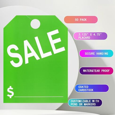 50 Packs Car Sale Tags Mirror Hang Tags,Car Dealership for Sale,8.5 x 11.5 Inches Sale Price Car Mirror Hang Tags (Red) in Saudi Arabia