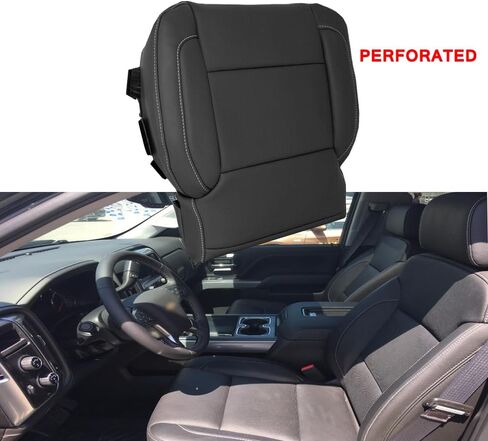 Driver Bottom Seat Cover Perforated for Chevy Silverado GMC 1500 2500HD 3500HD 2015-2019, Microfiber Leather (Also for Passenger Side) in Saudi Arabia