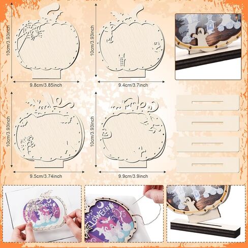 4 Pack Halloween Pumpkins Embroidery Kit DIY Halloween Table Decorations Embroidery Starter Kit for Beginners Ghost House Cat Bat Pattern Craft Ornaments for Indoor Centerpiece Sign Decor in Saudi Arabia