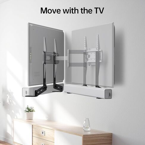 USX MOUNT Soundbar Mount Sound Bar TV Mount للتركيب فوق أو تحت التلفزيون، حامل شريط الصوت يصل إلى 13.2 رطل، خطافان قابلان للإزالة والقفل للفتحات الخلفية أو السفلية in Saudi Arabia