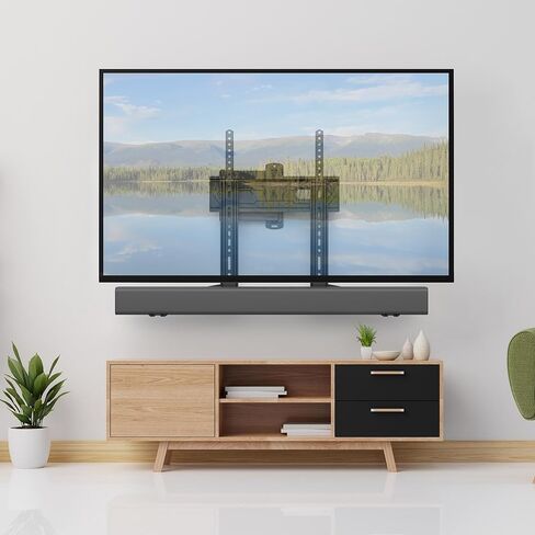 USX MOUNT Soundbar Mount Sound Bar TV Mount للتركيب فوق أو تحت التلفزيون، حامل شريط الصوت يصل إلى 13.2 رطل، خطافان قابلان للإزالة والقفل للفتحات الخلفية أو السفلية in Saudi Arabia
