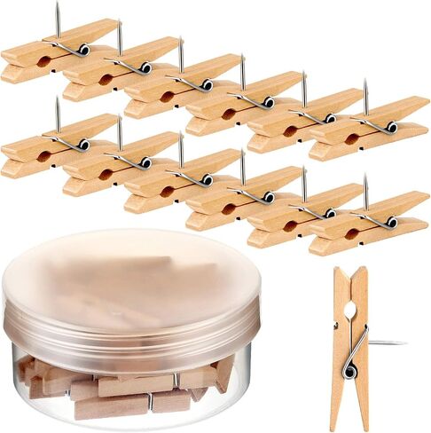 Outus Wooden Push Pins Clips for Cork Boards Decorative Push Pins Pushpins Tacks Thumbtacks Teacher Supplies Crafts for Bulletin Board Decor Office Photo Display(60 Pieces) in Saudi Arabia