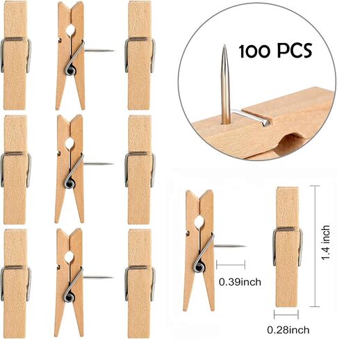 Outus Wooden Push Pins Clips for Cork Boards Decorative Push Pins Pushpins Tacks Thumbtacks Teacher Supplies Crafts for Bulletin Board Decor Office Photo Display(60 Pieces) in Saudi Arabia