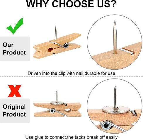 Outus Wooden Push Pins Clips for Cork Boards Decorative Push Pins Pushpins Tacks Thumbtacks Teacher Supplies Crafts for Bulletin Board Decor Office Photo Display(60 Pieces) in Saudi Arabia