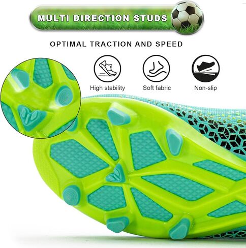 RUNIC Kids Soccer Cleats for Boys and Girls - Small and Big Kid Athletic Outdoor Football Shoes - Firm Ground - Hook and Loop Closure - Silver/Pink in Saudi Arabia