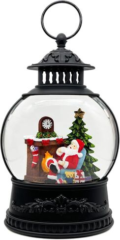 Christmas Snow Globe Lantern with Music & Timer - USB/Battery Operated LED Glittering Globe, Snow Globe Decor for Home Holiday (Santa Claus) in Saudi Arabia