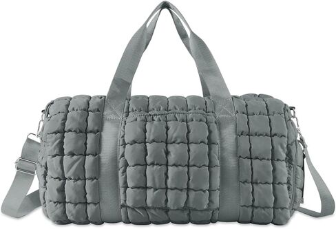Quilted Gym Bag Duffle for Women,Duffle Bag for Travel with Shoes Compartment,Puffer Weekender Bag Overnight Carry On Duffel Bag with Trolley Sleeve for Airplanes,Personal Item Sports Dance Bag(Beige) in Saudi Arabia