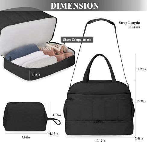 حقيبة دفل للسفر للنساء، حقائب ليلية لعطلة نهاية الأسبوع مع حجرة للأحذية، حقيبة حمل أثناء السفر لصالة الألعاب الرياضية للنساء in Kuwait