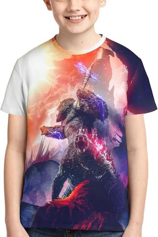 Monster Movie Themed Short Sleeve Novelty T-Shirt for Boys and Girls, X-Small, Style-1 in Saudi Arabia