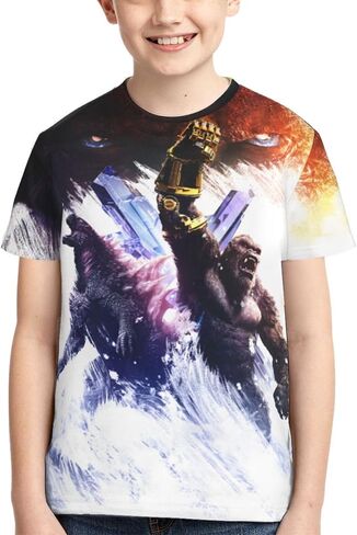 Monster Movie Themed Short Sleeve Novelty T-Shirt for Boys and Girls, X-Small, Style-1 in Saudi Arabia