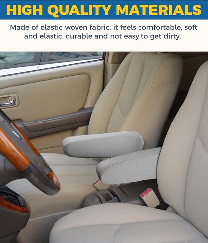 2PCS Arm Rest Cover for Car,Car Armrest Cover,Interior Car Accessories Car Front Seat Armrest Covers,Center Console Lid Armrest Cover,Cloth Fabric Armrest Protectors for Car,SUV,Truck,Van (Gray) in Saudi Arabia