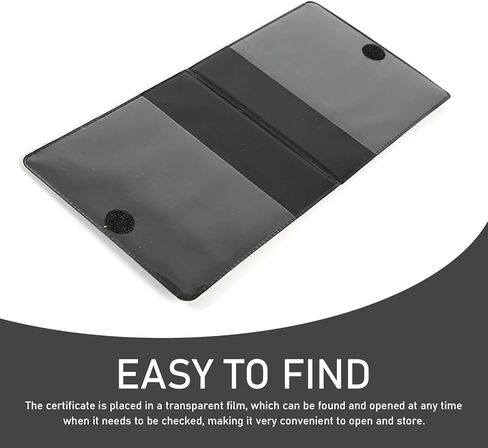 Pack-2 مشبك تخزين رخصة قيادة السيارة، منظم مستندات السيارة قابل للطي ومقاوم للماء من البولي يوريثان، حامل بطاقات محمول شفاف ومرئي مدمج، عالمي للسيارات (أسود وأصفر) in Kuwait