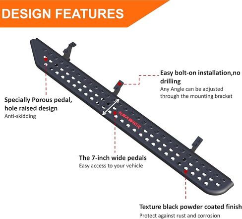 لوحات الجري لعام 2024+كابينة تاكوما المزدوجة/كابينة الطاقم مع 4 أبواب كاملة الحجم، وخطوات جانبية سوداء، وقضيب خطوات الشاحنة، ومسحوق أسود مزخرف بدون حفر (قطعتان) in Kuwait