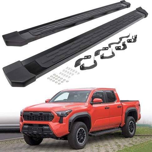 Running Boards Fit for 2024 Toyota Tacoma Double Cab Nerf Bars 4.5 Inch Anti-Slip Aluminum Textured Surface, Black Side Steps Nerf Bars in Saudi Arabia