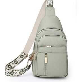 I IHAYNER Small Sling Bag for Women Vegan Leather Fanny Pack Crossbody Bag for Women Casual Daypack for Travel Chest Bag Green