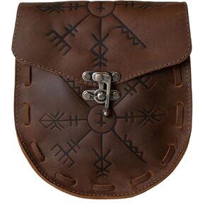 Hide & Play, Medieval Style Waist Bag with Belt Loop, Viking Waist Bag, Costume Accessory, Full Grain Leather, Handmade, Bourbon Brown