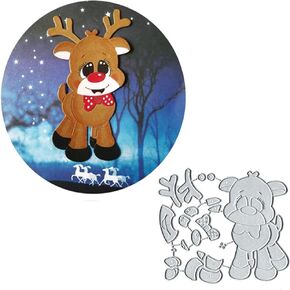 Christmas Deer Metal Die Cuts, Cute Christmas Deer Cutting Dies Cut Stencils DIY Scrapbooking Cards Decorative Embossing Paper Dies for Album Card Scrapbooking Making