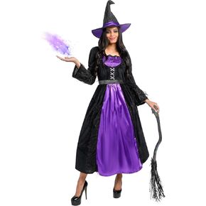 Spooktacular Creations Witch Costume Outfit for women, Halloween Costume with Witch Dress Hat Witch Accessories for Cosplay