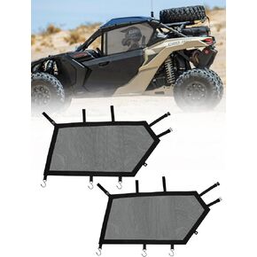 X3 Window Net شاشة نافذة الباب العلوي اليسرى واليمنى، متوافقة مع 2017-2024 Can Am Maverick X3 & X3 Max Front Window، استبدال OE #715004694، شبكة بوليستر مع إطار من الألومنيوم وخطافات