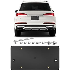 Rear License Plate Bracket Holder for Audi Q7 SQ7 2010 2011 2012 2013 2014 2015 2016 2017 2018 2019 2020 2021 2022 2023 2024 Plate Holder Set w 8 Unique Screw Bolts & Wrench Kit