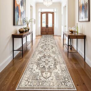 YOUFORTONG Runners for Hallways Soft Kitchen Rug Non Slip Rug Runner with Rubber Backing for Bathroom Washable Non Shedding Farmhouse Runner Rug (Beige, 2X7)