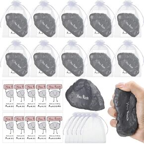 Inspirational Stress Foam Stone Bulk Stress Balls Motivational Stress Relief Ball Appreciation Gifts with Card Organza Bag Thank You for Being Awesome Gifts, 4 Inch(50 Set,Stone)