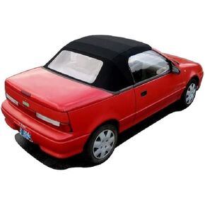 Compatible with Geo Metro Convertible Soft Top & Plastic Window Pontiac Firefly suziki Swift Cultus 1990-1993 Black Pinpoint Vinyl