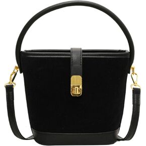 Suede Buckle Bags for Women 2024 Vintage Small Bucket Bag Fashion Versatile Shoulder Bag Suede Crossbody Purse