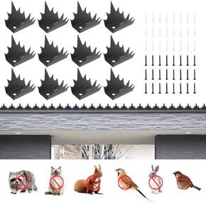 12 Pcs Intruder Deterrent Fence Wall Spikes with Screws Security Fence Spikes Metal Outdoor Anti Climb Spike Repellent Thief Cat Bird Deterrent Spikes for Railing Roof Garden Security（Black）