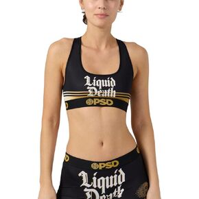 PSD Women's Liquid Death Sports Bra - Racerback Sports Bras for Women with Breathable Microfiber Fabric