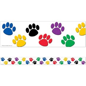 Teacher Created Resources Straight Border Trim, Colorful Paw Prints (4641)